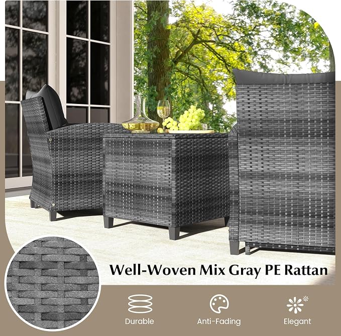 Tangkula 5 Pieces Patio Conversation Set, PE Wicker Rattan Outdoor Furniture Set - Image 8