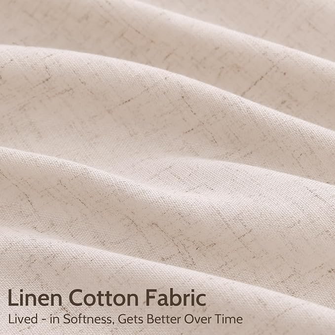 Nanspring Natural White Linen Curtains 90 Inches Long - Image 4