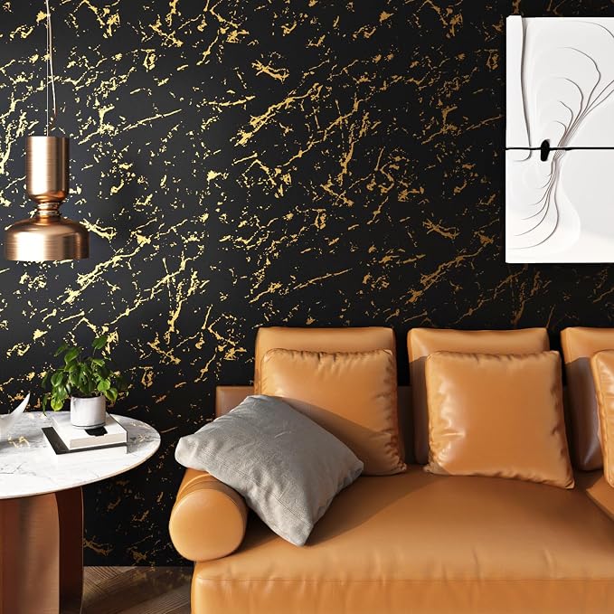 FunStick Thick Black and Gold Marble Contact Paper - Image 6