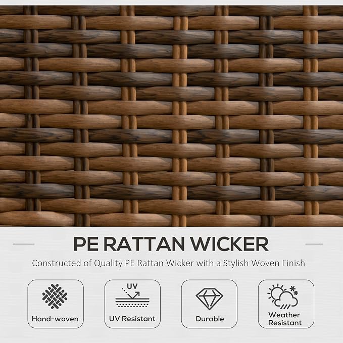 Outsunny 4 Piece PE Rattan Outdoor Patio Furniture Set, Wicker Conversation Set - Image 3