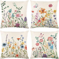 ONFAON Spring Pillow Covers 16x16 Inch Set of 4, Seasonal Floral Outdoor by ONFAON