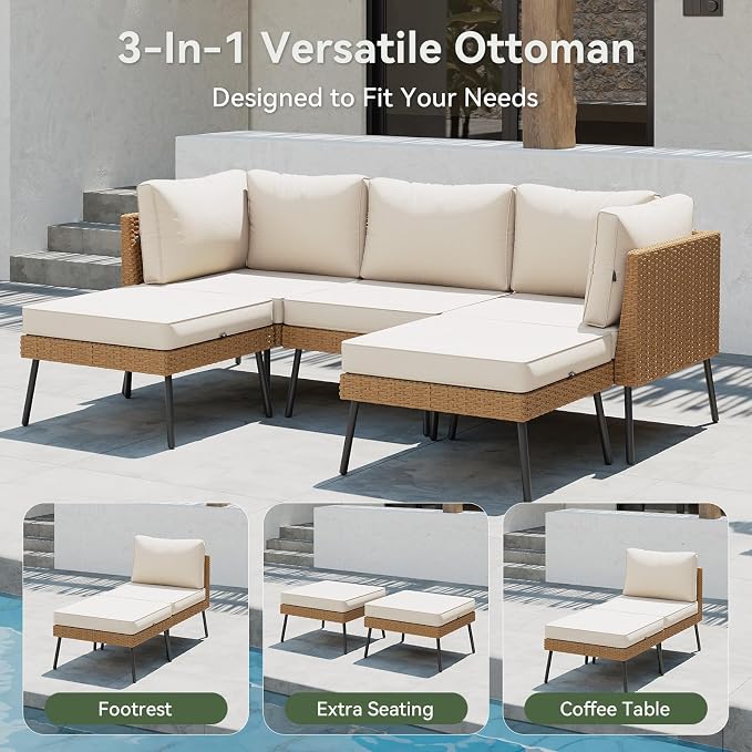 Aoxun 10 Piece Patio Furniture Set, 10 Seats Outdoor Sectional Sofas - Image 5