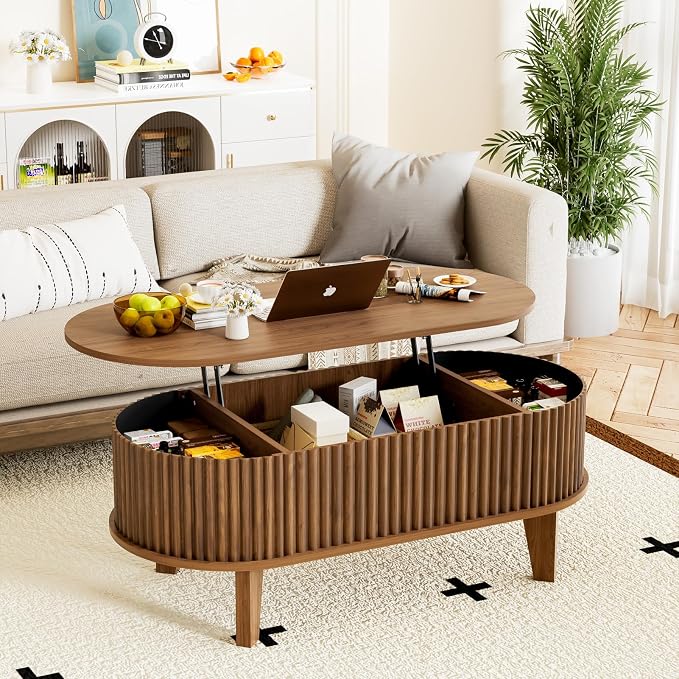 Oval Lift Top Coffee Table by Pupelia