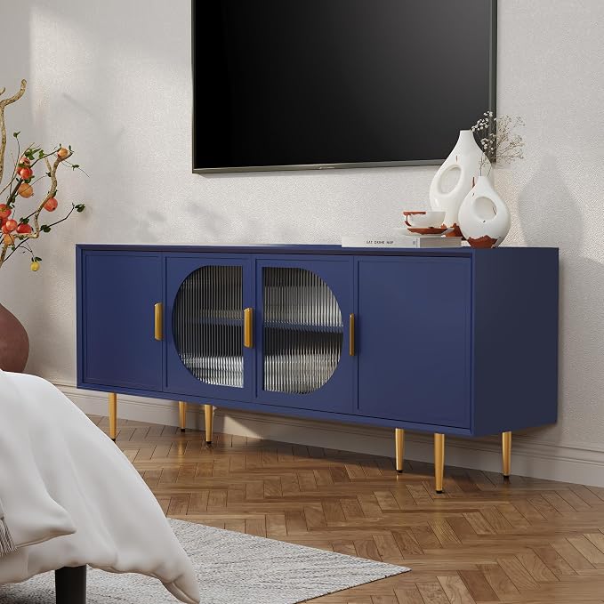 ARTPOWER TV Stand with Storage, Under TV Cabinet with Glass Door, TV Console - Image 6