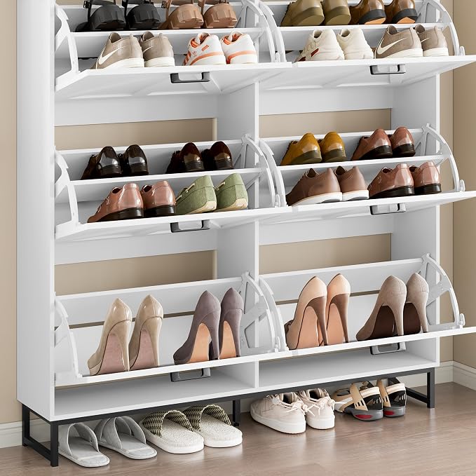BORNOON Shoe Cabinet with 6 Flip Drawers Narrow Shoe Storage Cabinet Organizer - Image 6