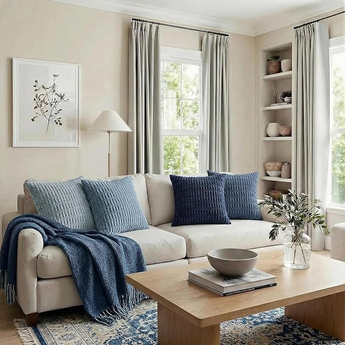 Fancy Homi Set of 4 Blue Decorative Throw Pillow Covers 14x14 Inch - Image 6