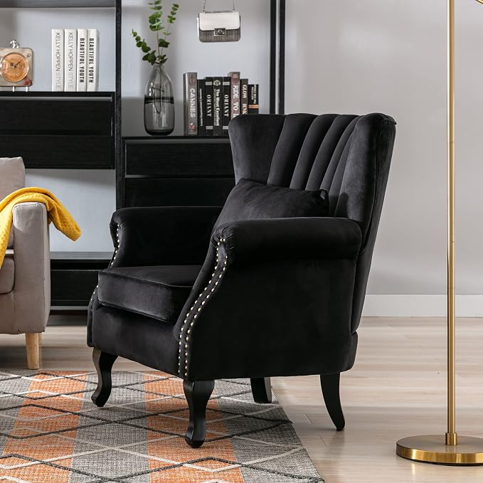 Accent Chairs Set of 2 with Arm Comfy Velvet Living Room Chair Mid-Century - Image 7