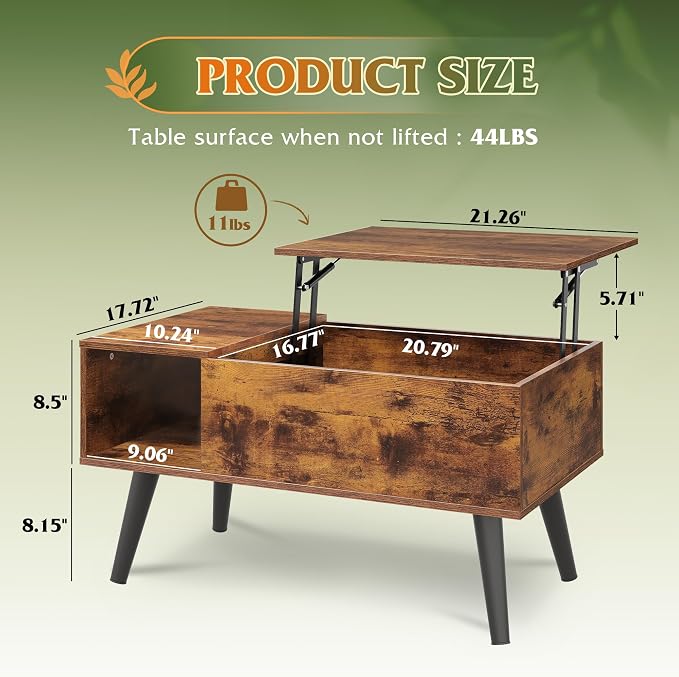 WLIVE Coffee Table for Living Room, Small Coffee Table - Image 3