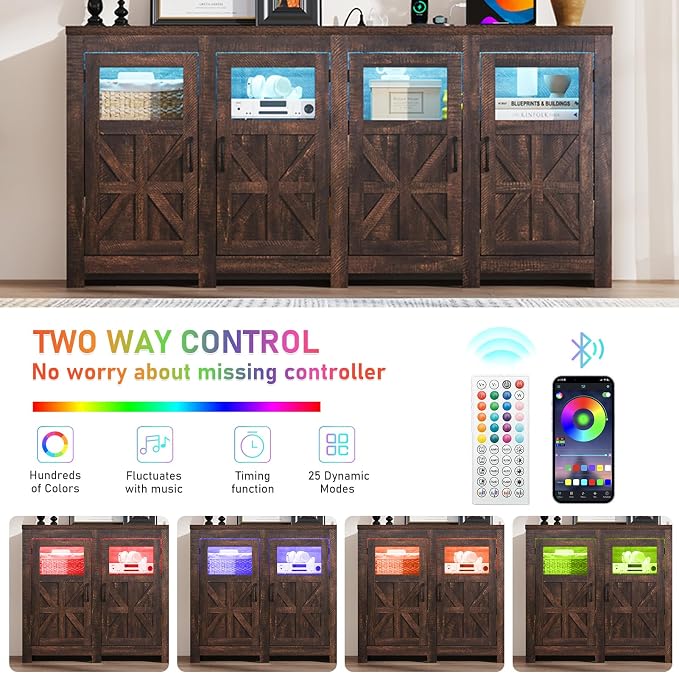 74" Large LED Farmhouse TV Stand - Image 5
