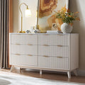 T4TREAM Fluted 6 Drawers Dresser, Curved Profile Design, Dresser TV Stand by T4TREAMFurniture