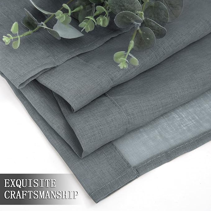 Tollpiz Short Sheer Curtains Living Room Linen Textured Curtain Sheers Light - Image 7