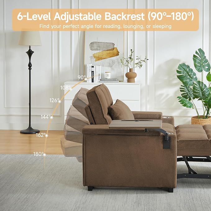 oaaktu Large Size Convertible Sleeper Chair Futon Sofa Bed, Comfortable Thick - Image 6