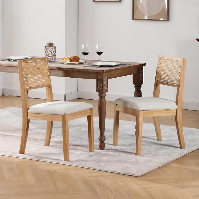 Westice Rattan Dining Chairs Set of 6, Farmhouse Natural Dining Room Chairs - Image 2