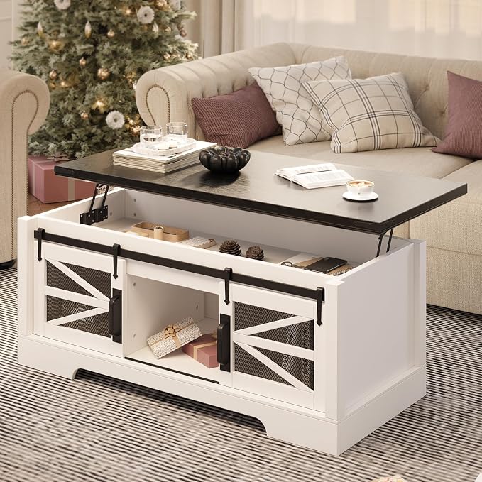 47.2" Lift Top Coffee Table, Hidden Storage Compartment, Lifting Tabletop - Image 8