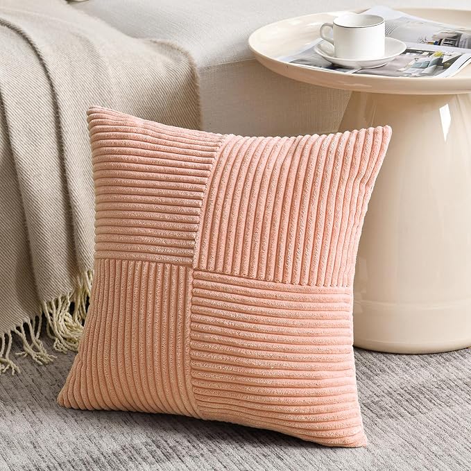 Fancy Homi 2 Packs Peach Euro Decorative Throw Pillow Covers 26x26 Inch - Image 2