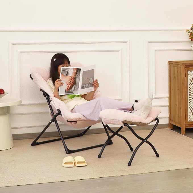 Comfy Saucer Chair for Adults, Soft Faux Fur Bedroom Chair, Accent Dorm Chairs - Image 4