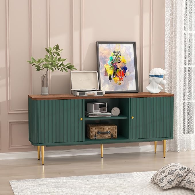 ARTPOWER 55” Fluted TV Stand, Mid Century Modern Green TV Stand by PowerofArtBetterforLife