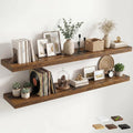12 inch Deep Floating Shelves for Wall, 72 inch Wide Engineered Wood Wall by Venusmiles