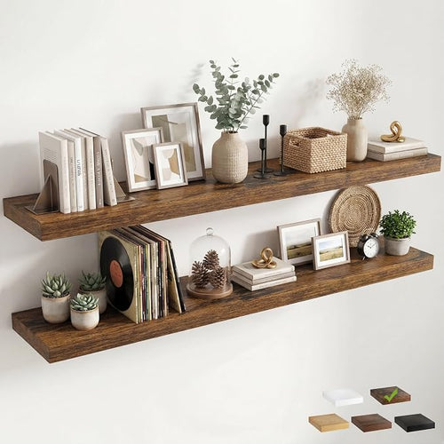 12 inch Deep Floating Shelves for Wall, 72 inch Wide Engineered Wood Wall by Venusmiles