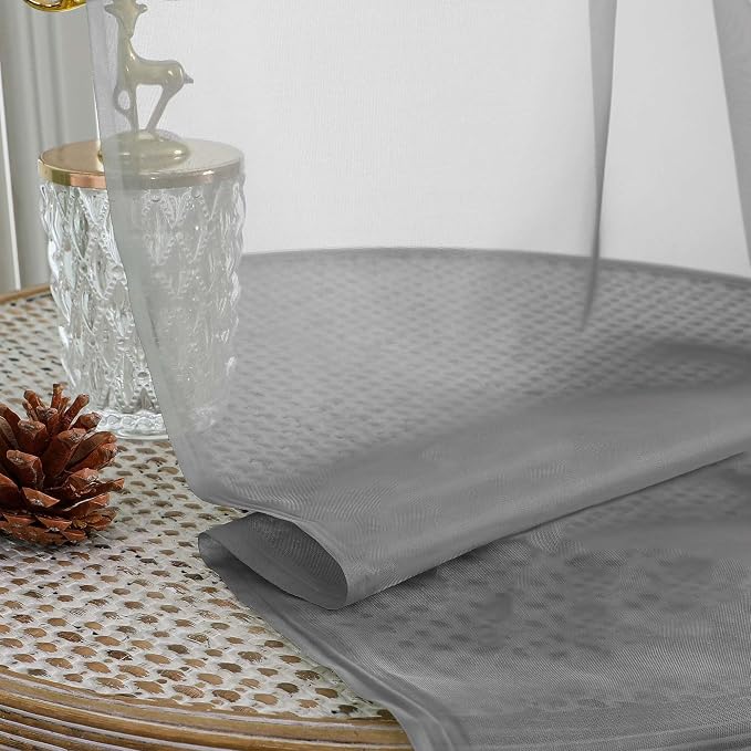 OWENIE Sheer Grey Curtains 108 Inches Long - Image 7