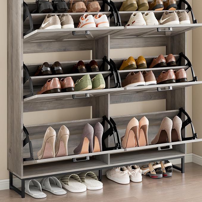 BORNOON Shoe Cabinet with 6 Flip Drawers Narrow Shoe Storage Cabinet Organizer - Image 6
