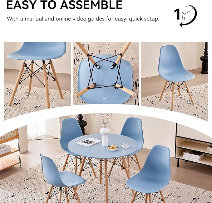 5-Piece Round Dining Table Set, Small 31.5" Kitchen Table Chairs Set of 4 Space - Image 7