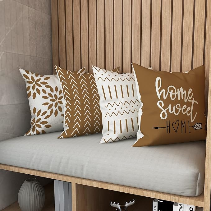 YCOLL Pillow Covers 16x16 Set of 4, Modern Sofa Throw Pillow Cover, Decorative - Image 5