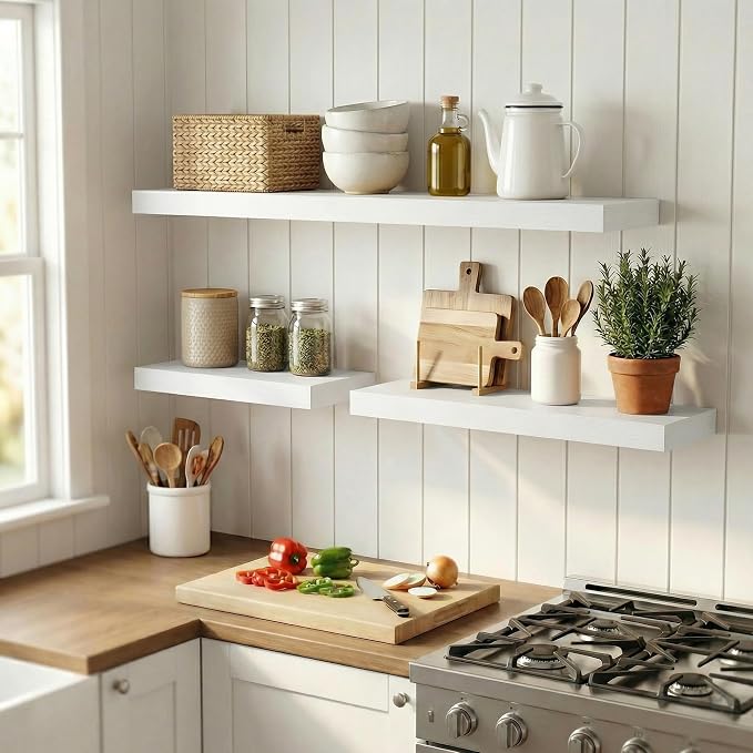 12 inch Deep Floating Shelves for Wall, 48 inch Wide Engineered Wood Wall - Image 6