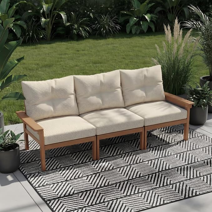 HDPE 4 Piece Patio Furniture Set, All-Weather Outdoor Couch - Image 7