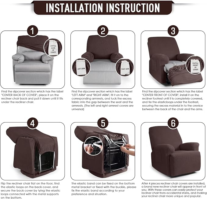 TAOCOCO Oversized Recliner Chair Covers, 1 Seater Streach Recliner Covers Soft - Image 6