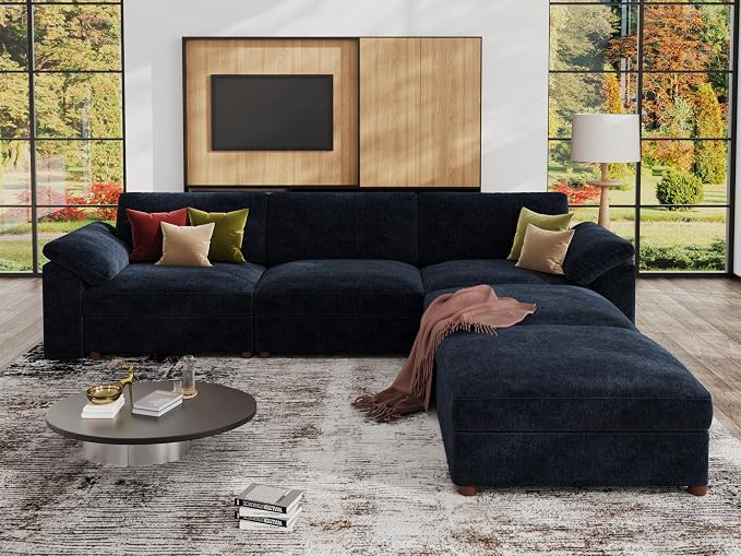 EASE MOOSE Blue Modular Sectional Couch, Oversized Deep Seat L Shape Sectional - Image 3
