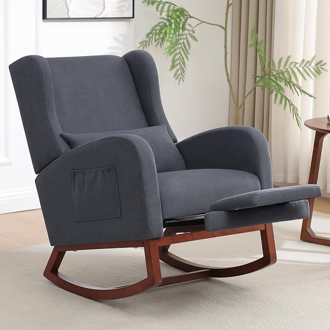 HCHAIRH Nursery Rocking Chair, Wingback Rocking Chair Nursery by HCHAIRH