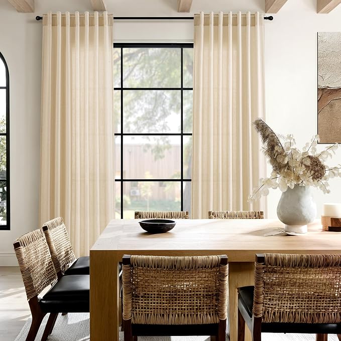 Nanspring Tan Linen Curtains 84 Inches Long - Image 5