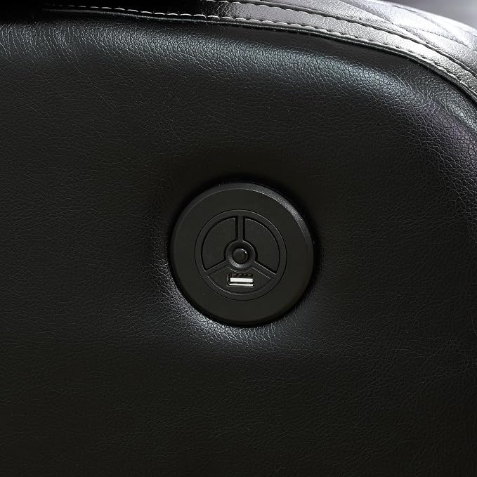 Power Recliner Chair with LED Lights, Leather Manual Recliner 1 Seat, Living - Image 4