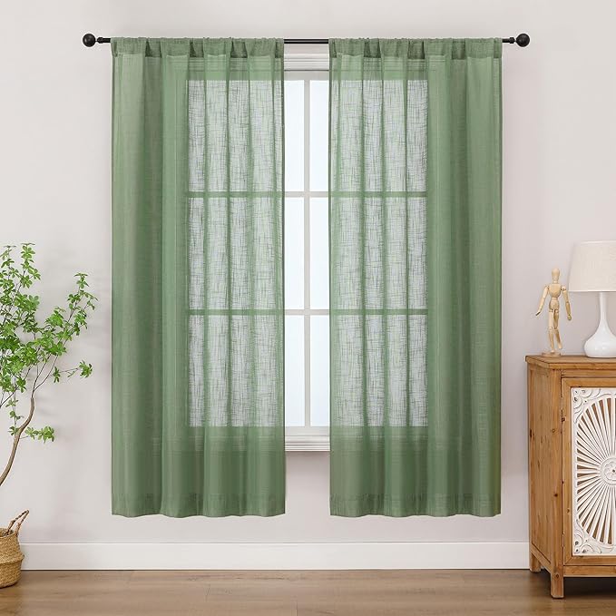Chyhomenyc Semi Sheer Curtains 63 Inch Length 2 Panels by Chyhomenyc