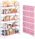 4NM Extra Wide 5 Tiers No Assembly Book Shelves, 51.2" H Folding Bookshelf by 4NM