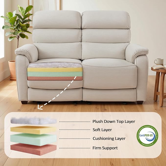 MCombo 61.6'' Wall Hugger Power Loveseat Recliner, Reclining Loveseat - Image 8