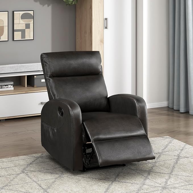 Lexicon Manual Recliner Chair, Faux Leather Reclining Chair, Wall Hugger by Lexicon