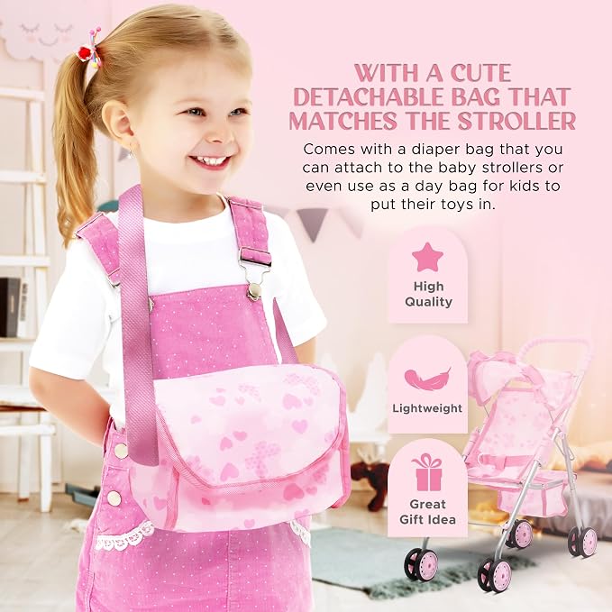 Baby Doll Stroller Bed and Swing Nursery Playset, Baby Doll Accessories - Image 2