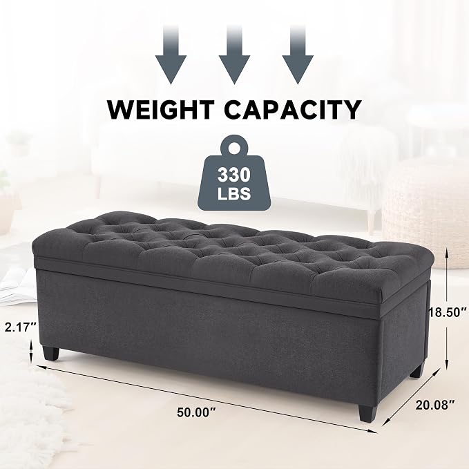 Mangodan 50" Storage Ottoman Bench, Tufted Ottoman - Image 2