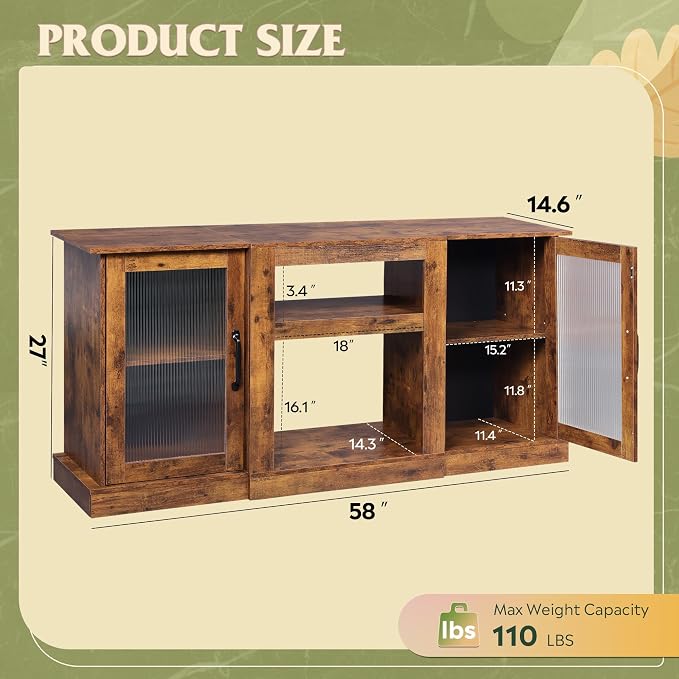 WLIVE Farmhouse TV Stand for 65 inch TV, Open Shelves TV Console for Living - Image 2