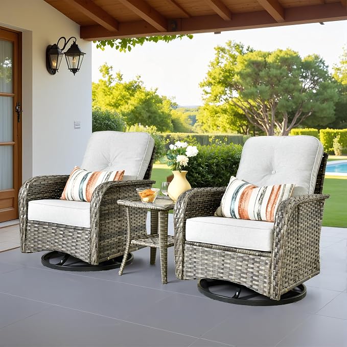 Weaxty Outdoor Swivel Rocker Patio Chairs, 3 Pieces Patio Furniture Set by Eco-ChicLivingBeautifullyAffordable