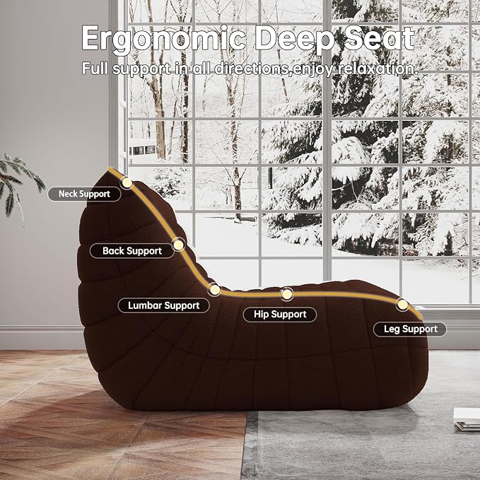 WHGBJA Bean Bag Chairs for Adults, BeanBag Reading Chair Memory Foam Couch - Image 5