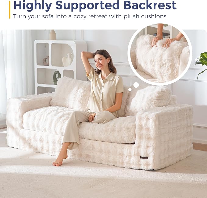 MAXYOYO 3 Seater Sofa for Living Room, Tufted Boneless Couch Bubbled Sofa Couch - Image 7