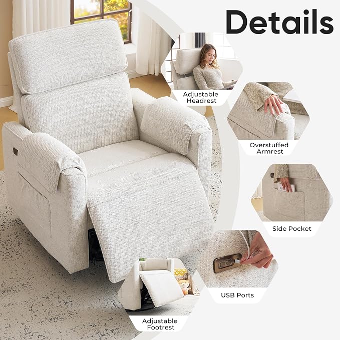 24" Extra Wide Swivel Rocker Recliner Chair - Image 5