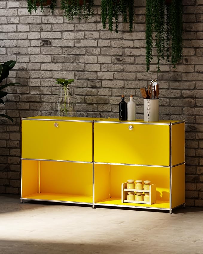 Metal Sideboard with 2 Flap Doors, DIY Modern Home Furnishing, Foyer - Image 7