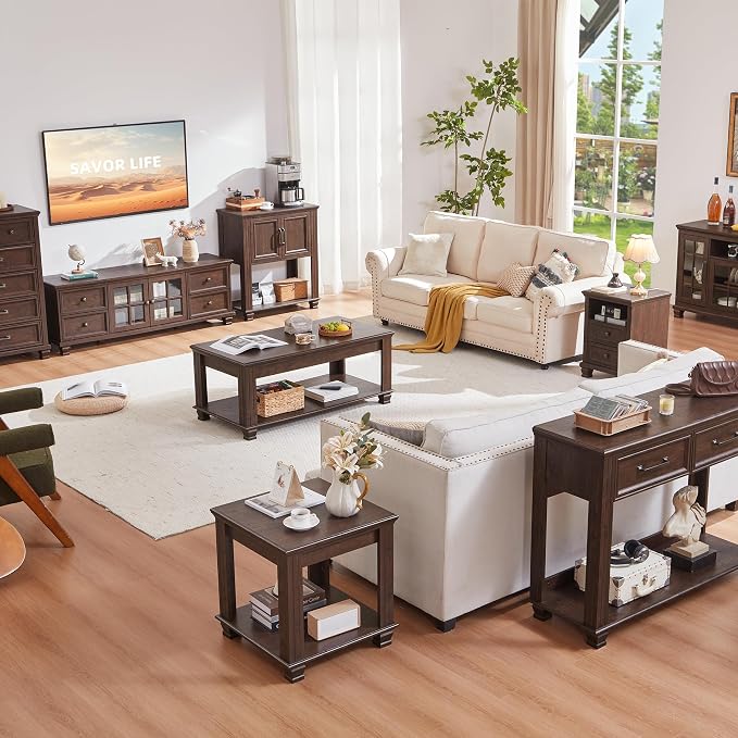 SAVOR LIFE Farmhouse TV Stands for Living Room, Wood TV Console - Image 8