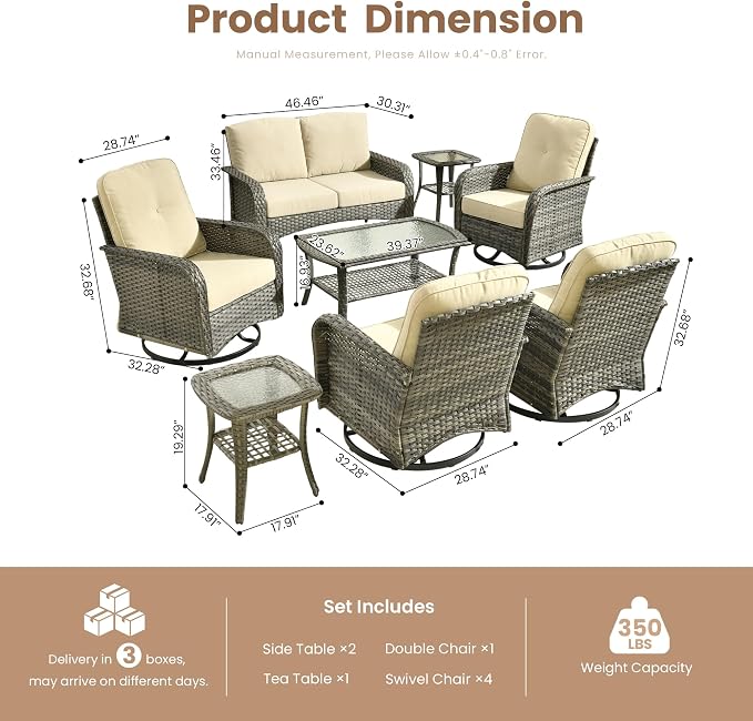 Weaxty 8 Pieces Outdoor Patio Furniture Sets - Image 2
