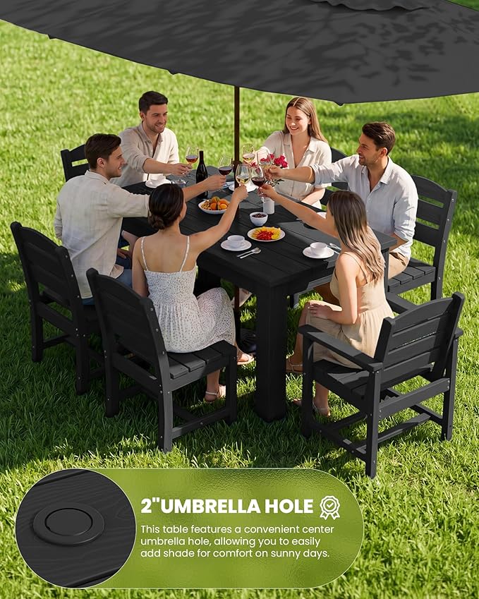 SERWALL Patio Dining Set with 15FT Double Side Umbrella, Outdoor Dining Sets - Image 4