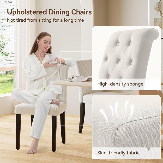 Welzona Upholstered Dining Chairs Set of 4, 19 Inches Wide Button Tufted - Image 6